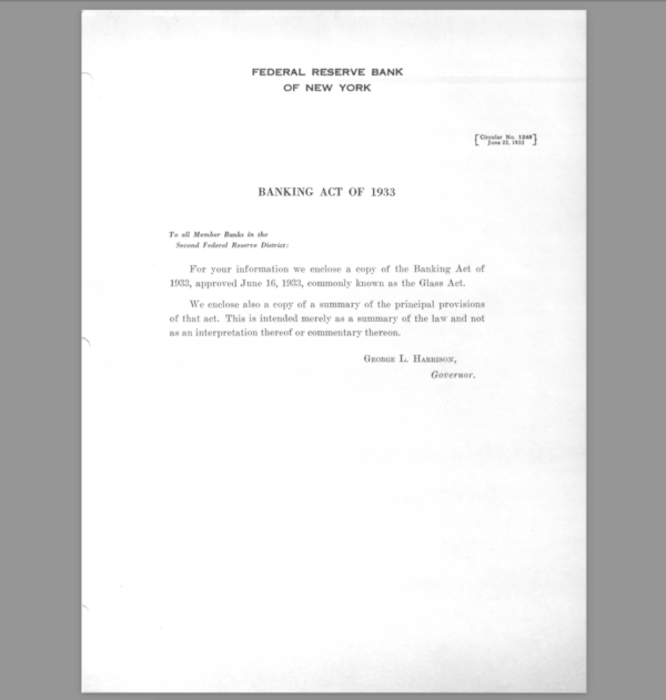 FULL TEXT THE BANKING ACT of 1933 aka The Glass Steagall Act