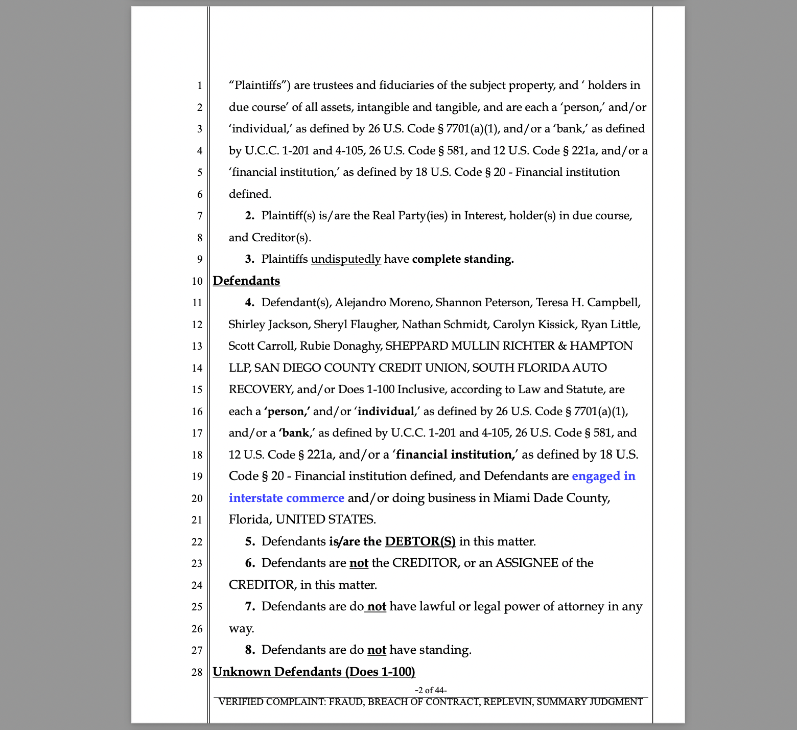 STEVEN MACARTHUR BROOKS Estate Files $2.975 Billion Lawsuit Against San Diego County Credit Union Seeking Summary Judgement 2