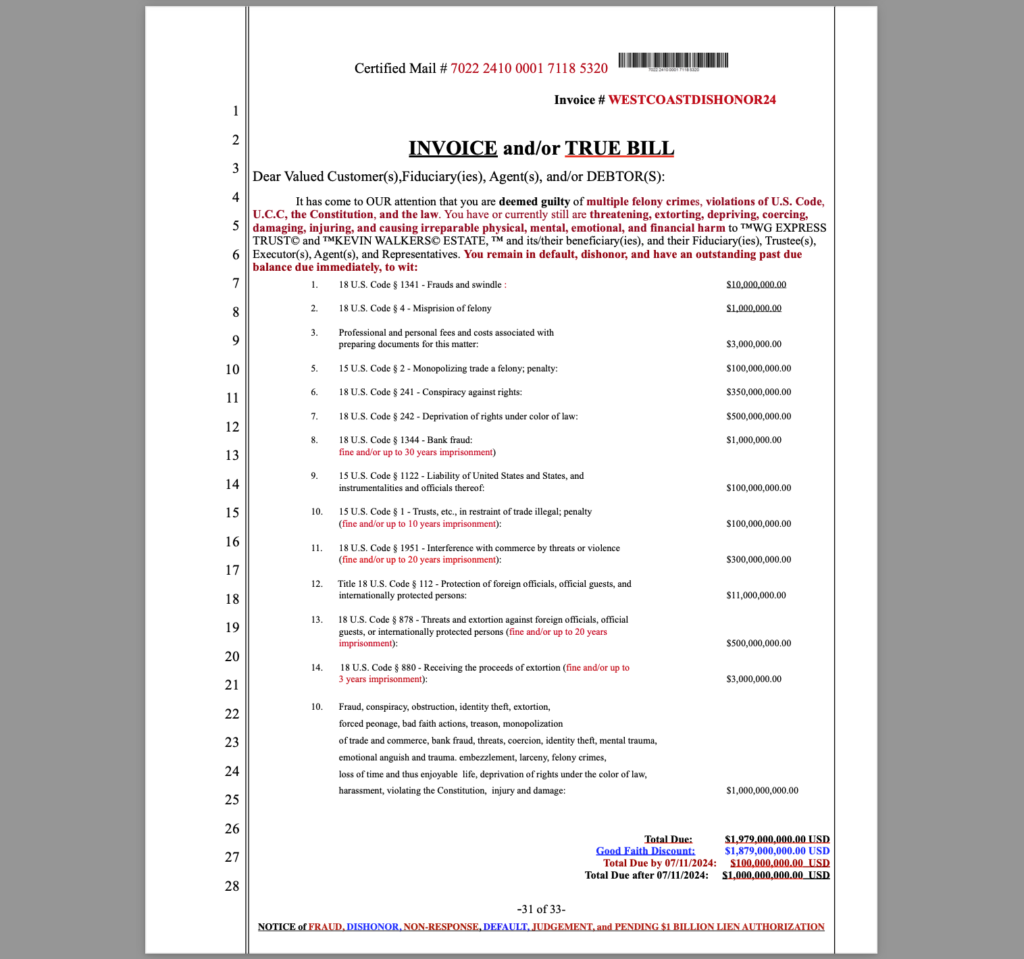 Riverside County West Coast Exotic Cars Faces $1.979 Billion Lawsuit Unchecked Fraud and Racketeering Exposed in Unrebutted Affidavits