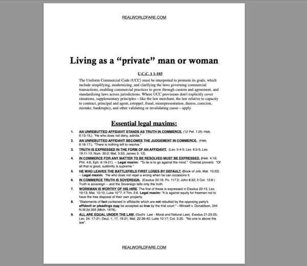 Status Correction Living as a Private Man or Woman