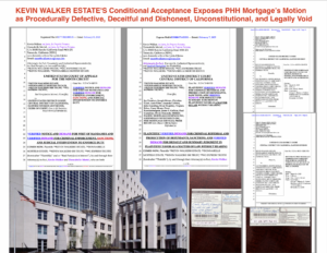 PHH Mortgage Corporation's Motion to Dismiss in Kevin Walker Estate, et al. v. PHH Mortgage Corporation, et al. is a glaring example of procedural misconduct, constitutional violations, and a deliberate attempt to obstruct justice. The Plaintiffs have conditionally accepted PHH Mortgage’s non-compliant filing, thereby tendering a binding counteroffer that PHH must now rebut. PHH’s continued silence and failure to rebut the conditional acceptance further compounds their non-performance and dishonor. Additionally, the Defendants’ filing violates multiple-defendant court rules, misrepresents the law, displays incompetence and a war against the Constitution, and constitutes blatant obstruction of justice.