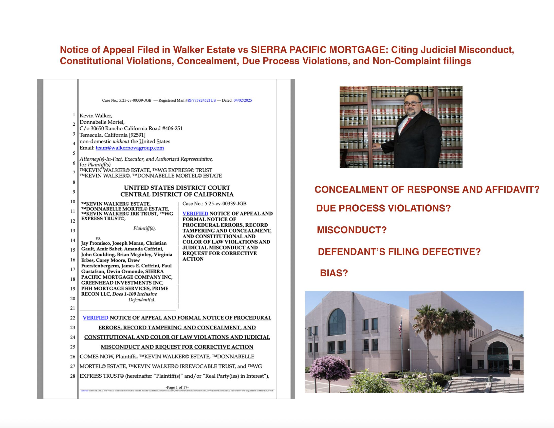 Appeal Filed in Walker Estate Action: Exposing Procedural Fraud, Concealment, and Constitutional Violations