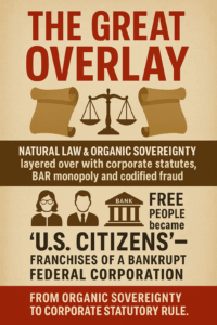 The Great Overlay The BAR Run Conversion of Americans into Wards — The Codification Process From Organic Sovereignty to Corporate Statutory Rule